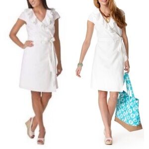 Calypso St. Barth for Target Womens SZ Small White Linen Ruffle Wrap Dress